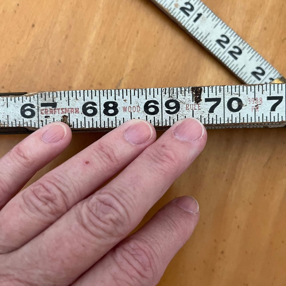 Vintage Craftsman Folding Wood Ruler Carpenter Tool 72 Inches 2 Folding Sections